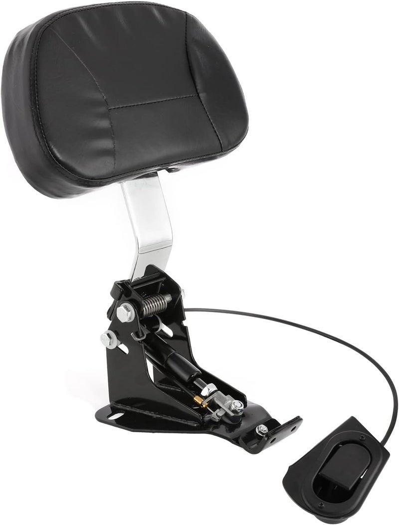 INNOGLOW Motorcycle Adjustable Driver and Rider Backrest with Chrome Mounting Kit for Harley Touring Electra Glide Road King Street Glide CVO 2009-2020 - Image 1